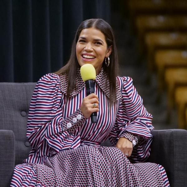 Actress, author and activist America Ferrera speaks at the CU Events Center on Wednesday, Sept. 1, 2021. (Photo by Glenn Asakawa/University of Colorado)