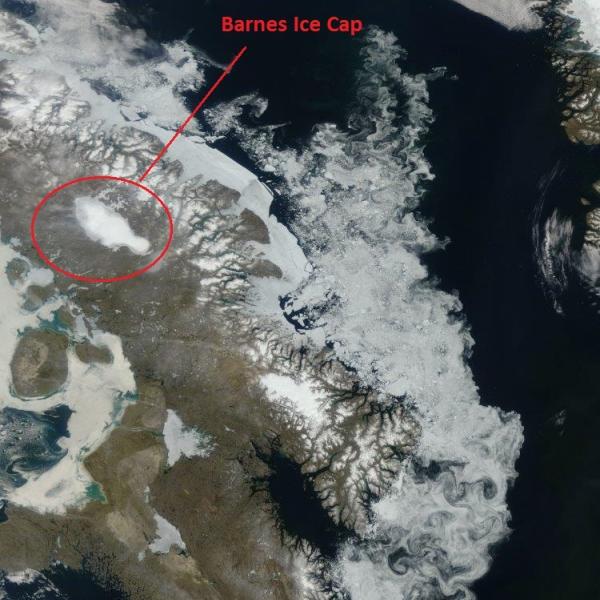 Aerial view of Barnes Ice Cap