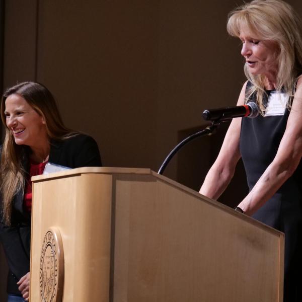 Awardee Cassandra Brooks (left) and BFA Selection Committee Chair Vicki Grove (right) at the 2023 BFA awards