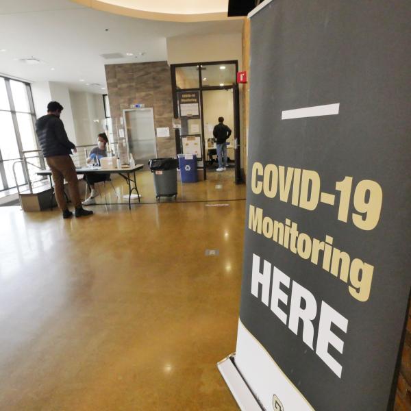 Students take a COVID-19 test at Williams Village at CU Boulder. (Photo by Casey A. Cass/University of Colorado)