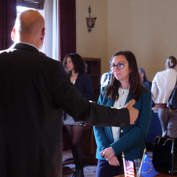 CU researchers and faculty meet with EU delegates during the campus visit.