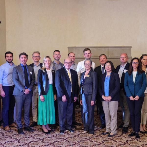 CU climate researchers and leadership pose with the EU delegates.