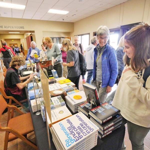 Attendees check out books during CWA. (Casey A. Cass/University of Colorado)