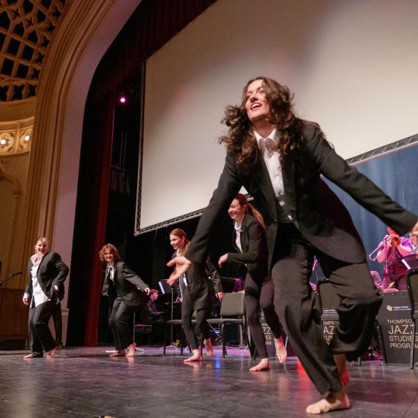 Students perform a high-energy routine choreographed by Jesús Muñoz, a master of fine art student. (Glenn J. Asakawa/University of Colorado)