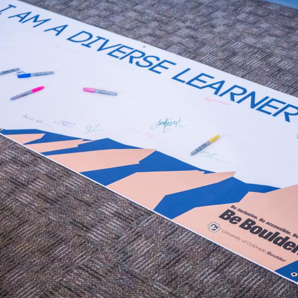I am a Diverse Learner banner with attendees' signatures