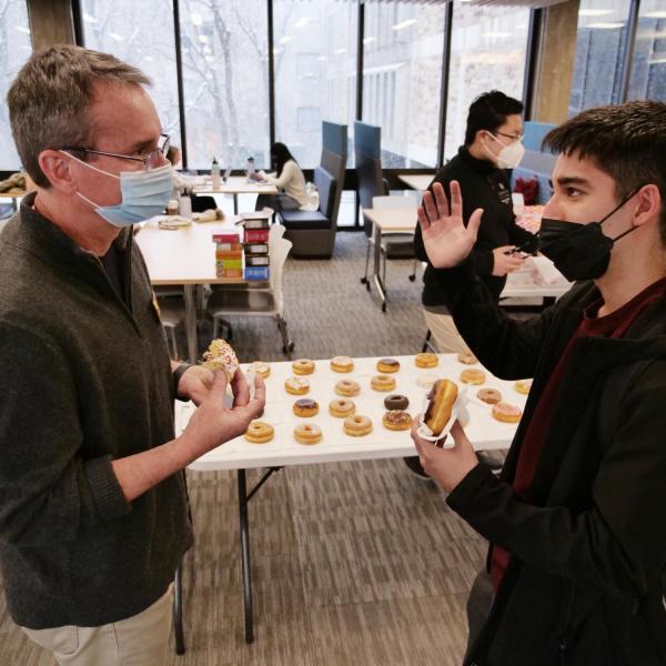 Donuts with the engineering dean, Keith Molenaar. Photo by Casey A. Cass.