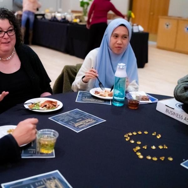 Scenes from a session titled “Empowerment Dinner 2020: Strength, Courage & Wisdom” at the CU Boulder 2020 Spring Diversity Summit. (Photo by Patrick Wine/University of Colorado)