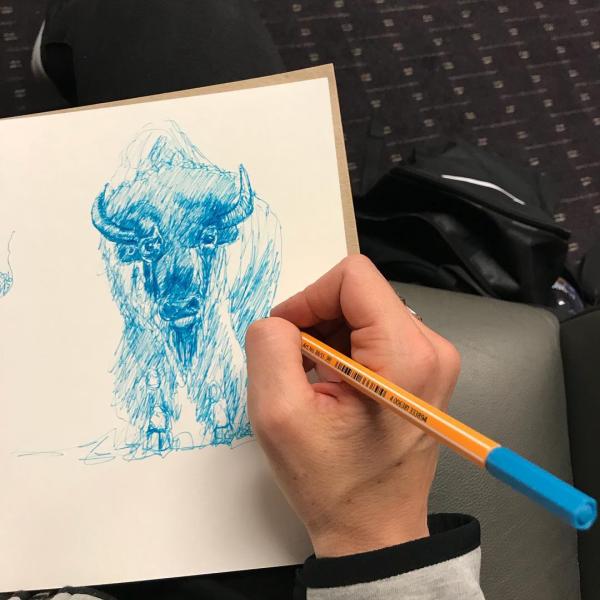 his is what happens when you are waiting for tests to finish and you have a scrap piece of paper and a mostly dead pen. Instagram photo by @coachlindseymalone.