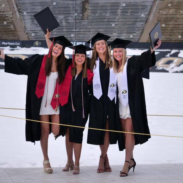 The 2021 Graduation Appreciation Days stage crossing photo-ops in Folsom Field at CU Boulder. (Photo by Casey A. Cass/University of Colorado)