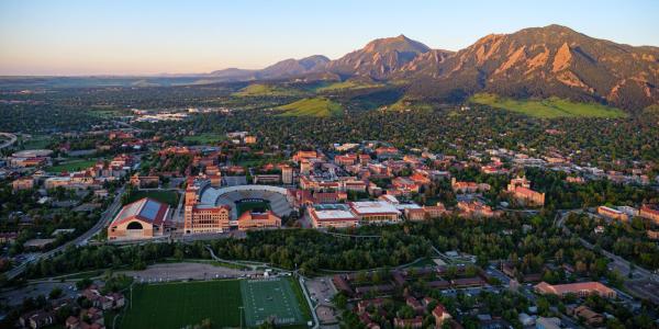 Aerial view of CU Boulder campus