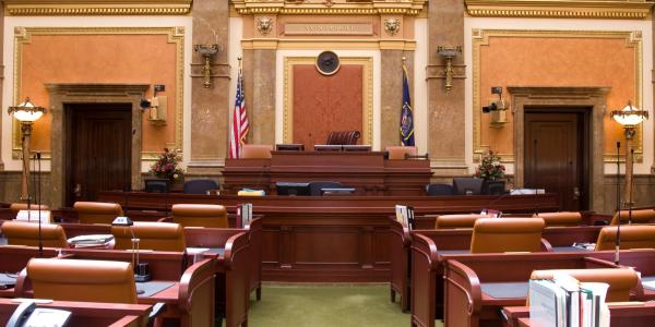 A courtroom inside the Supreme Court building