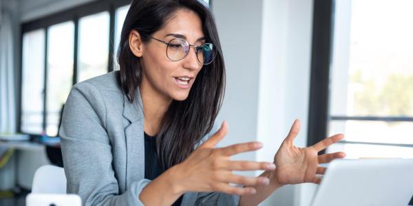 Professional person speaking during a virtual meeting