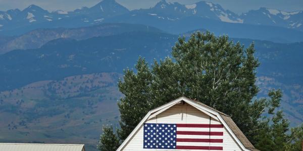 Flag on side of barn