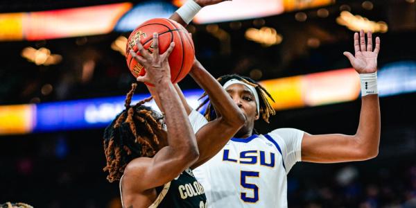 CU guard Jaylyn Sherrod attempts a shot against LSU.