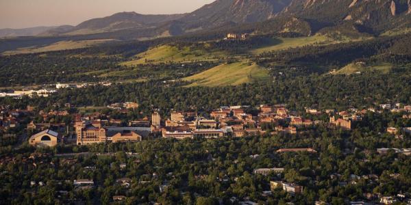 Aerial shot of CU Boulder campus