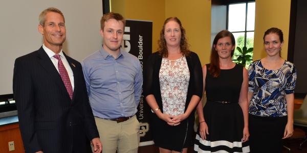 CU students posing with Lockheed Martin Chief Technology Officer Keoki Jackson