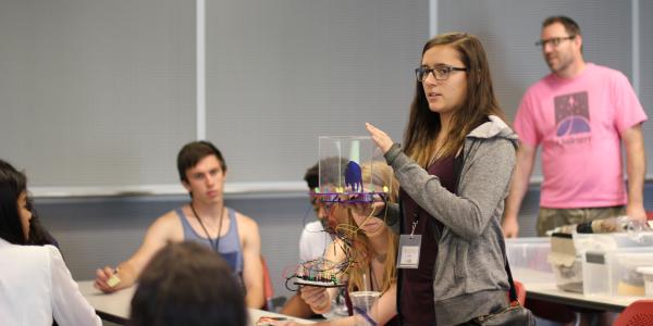  Student presenting science experiment