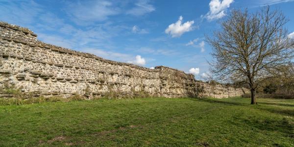 Wall in Roman-era village of Silchester in south-central England
