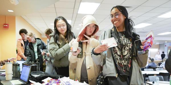 Students partake in the I Love Mondays candy and valentines giveaway 