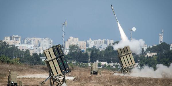 Israel’s Iron Dome air defense system launches interceptor missiles