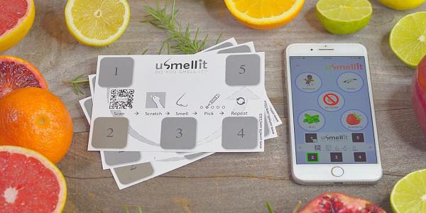 A photo of the usmellit scratch and sniff app