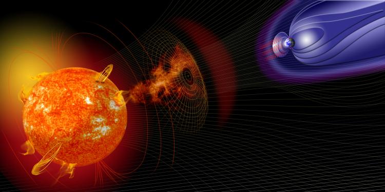 An artist's depiction of space weather.