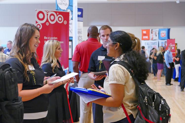 Students at career fair