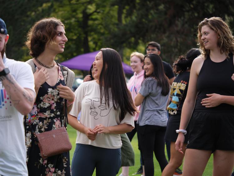 Students outside on campus