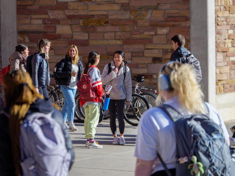 Students outside on campus