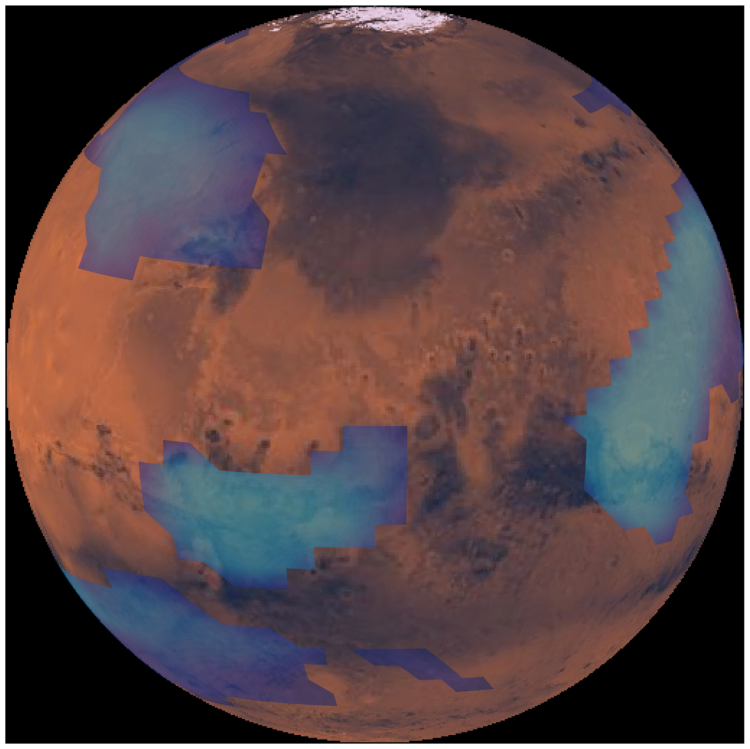 Computer simulation of middle altitude clouds on Mars.