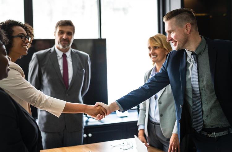 Two business people shaking hands