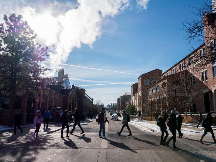 Students fill the campus on the first day back from winter break 2018.