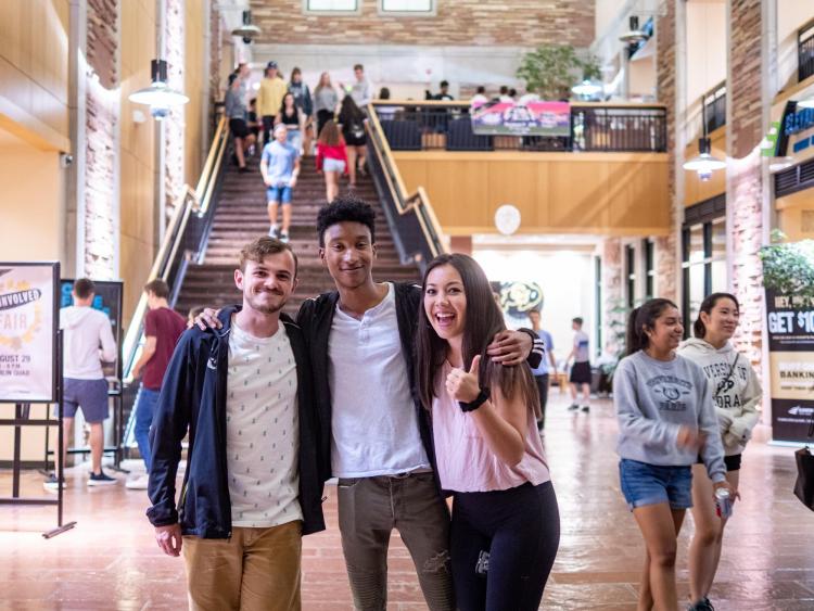 Students gathered in the UMC atrium