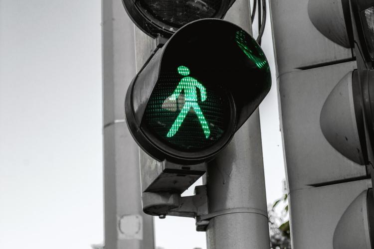 Crosswalk signal at traffic light