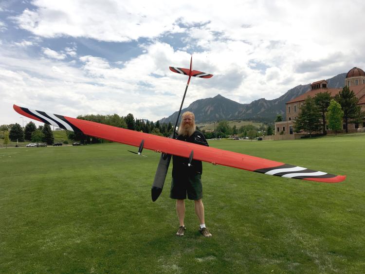 Pilot Dan Hesseliusl with drone aircraft