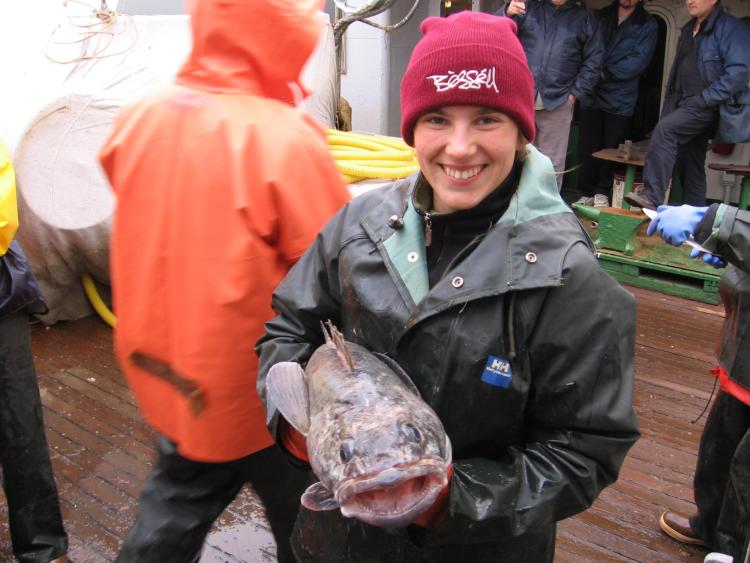 Cassandra Brooks holding a toothfish