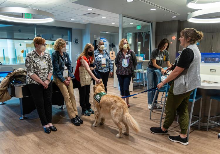 Attendees met a therapy dog