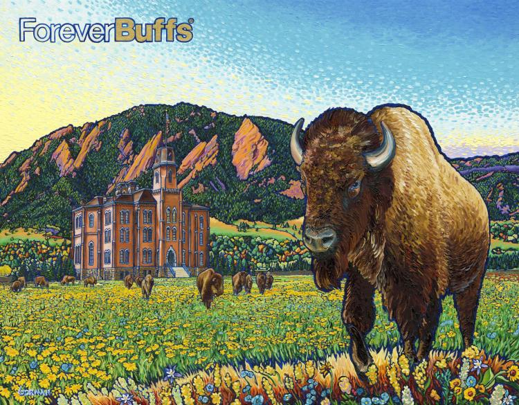 The Forever Buffs Puzzle is based on original artwork by alumnus Brad Gorman and is produced in Boulder by the alumni-owned Liberty Puzzles.