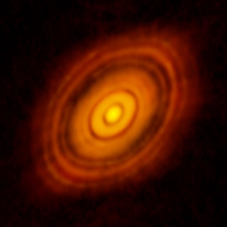 An "ALMA disk" seen around a distant star in infrared light.