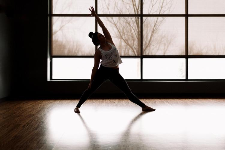 Woman dancing in studio