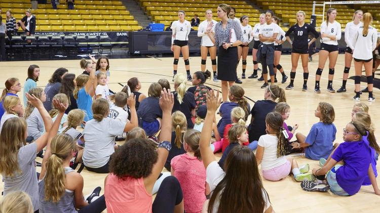 Kids at volleyball camp.