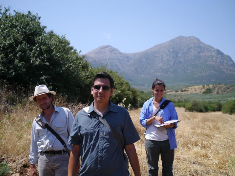 Dimitri Nakassis and students researching in Greece