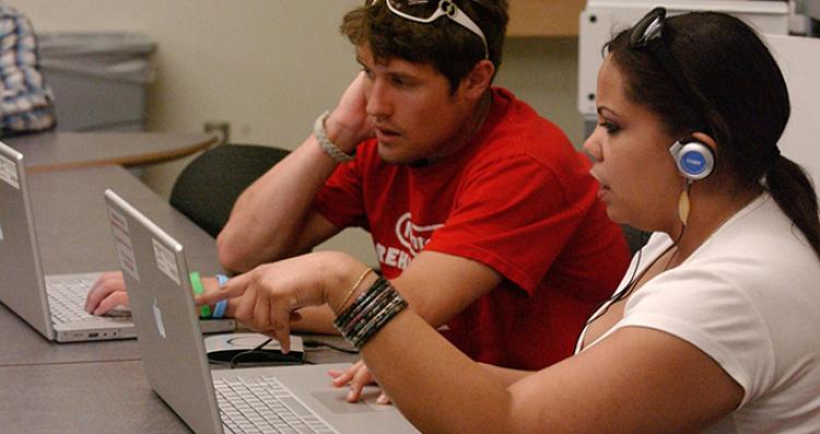 Students working on computers