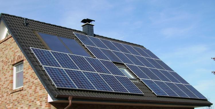 Solar panels on residential roof