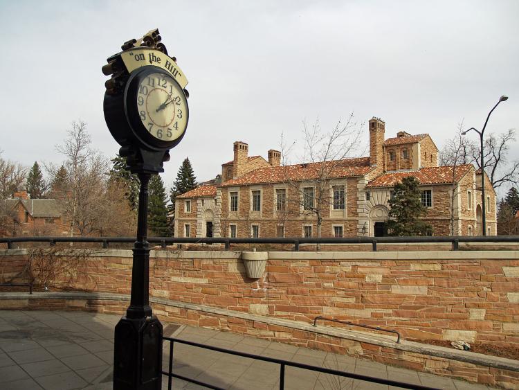 Famous clock at The Hill in Boulder