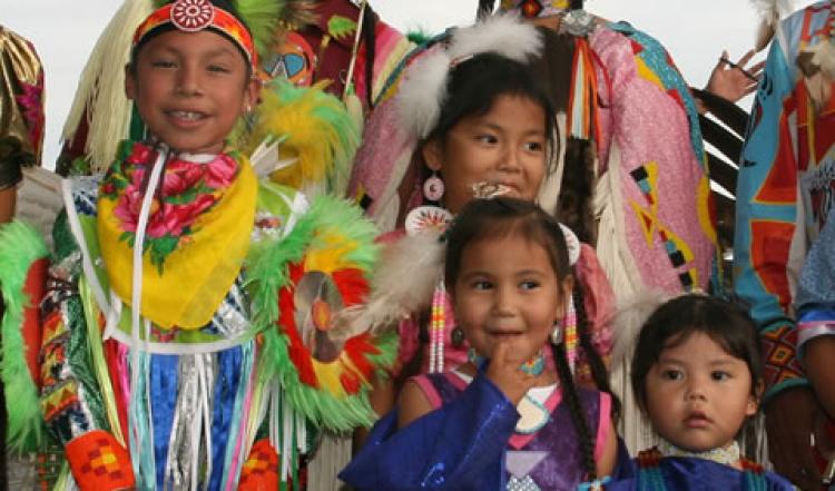 Young Arapaho dancers in traditional Arapaho dress