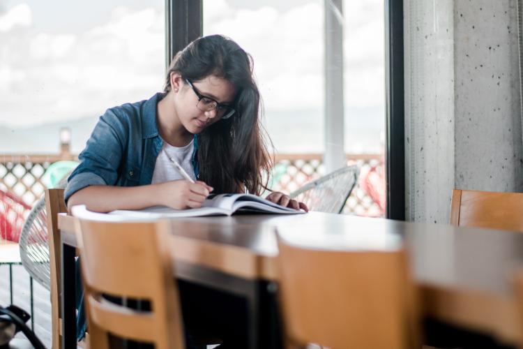 person studying at home