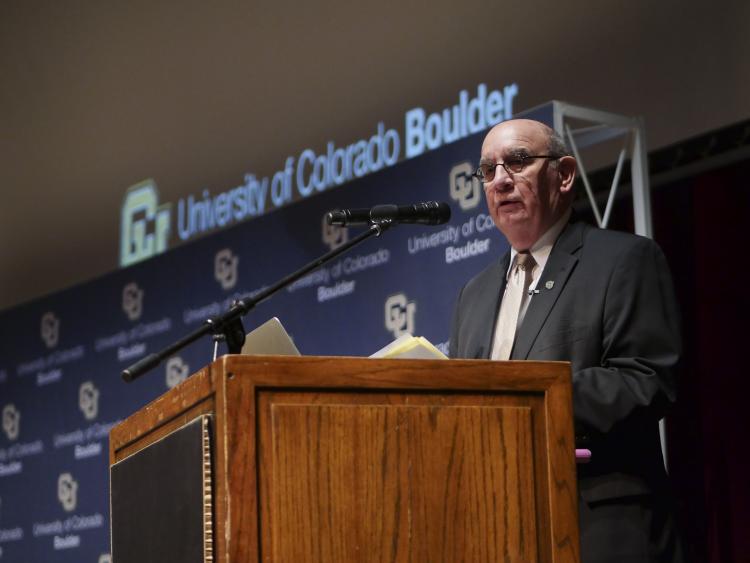 Chancellor Philip P. DiStefano speaks at a 2019 event.