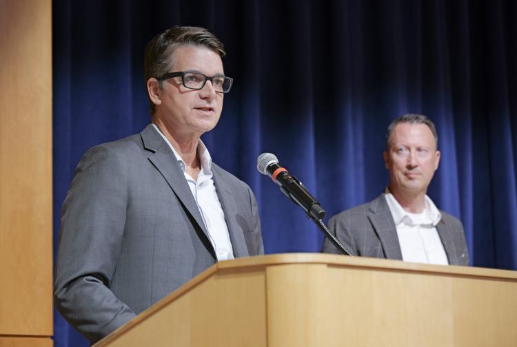 Vice Chancellor for Sustainability Andrew Mayock speaks at the Campus Sustainability Summit