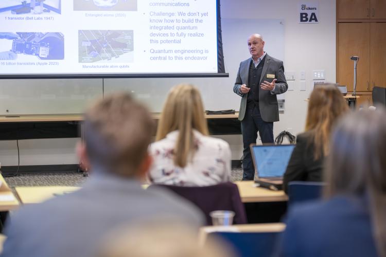 Vice Chancellor Massimo Ruzzene speaks to the Engineering Advisory Council